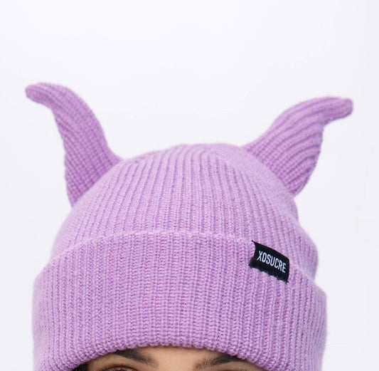 Purple Horn Beanie